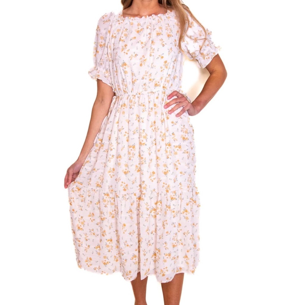 NEW! Orange Creek, buttercream floral midi dress